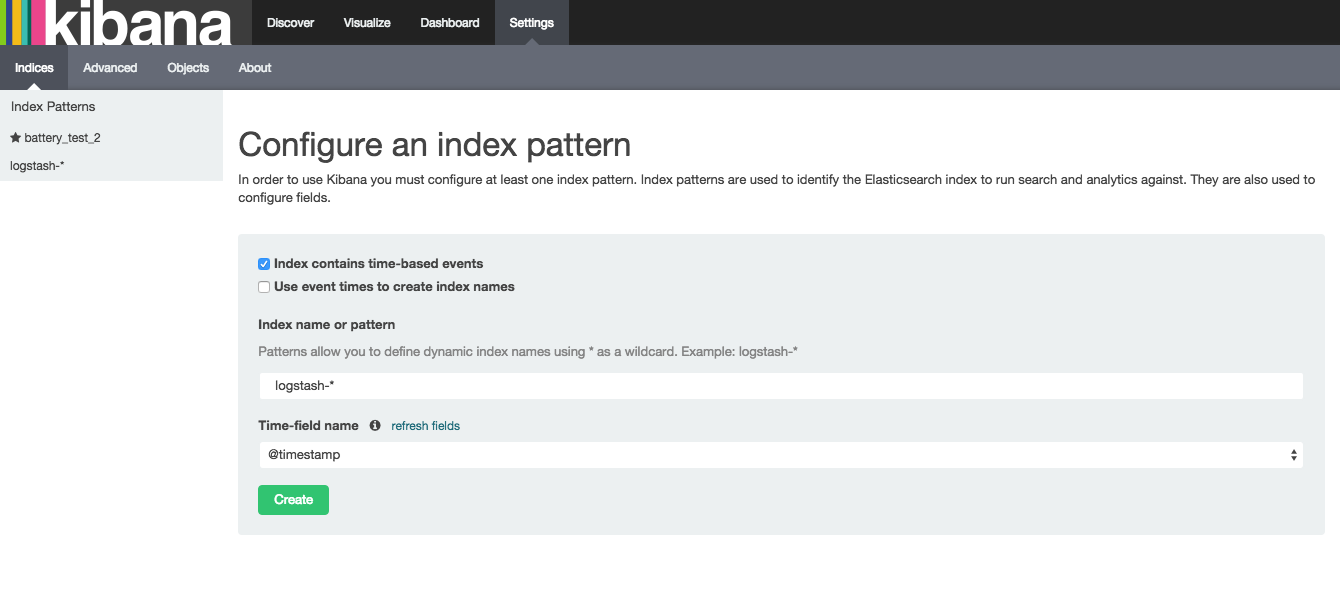 setup kibana index